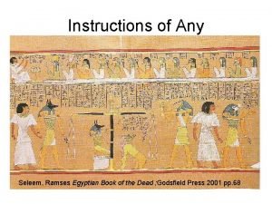 Instructions of Any Seleem Ramses Egyptian Book of