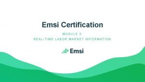 Emsi certification