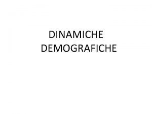 Dinamiche demografiche