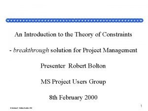 An Introduction to the Theory of Constraints breakthrough