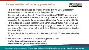 Please read this before using presentation This presentation