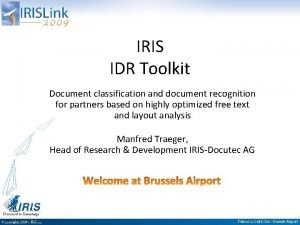 IRIS IDR Toolkit Document classification and document recognition