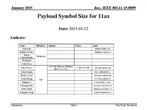 January 2015 doc IEEE 802 11 150099 Payload