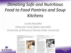 Donating Safe and Nutritious Food to Food Pantries