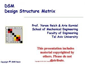DSM Design Structure Matrix Prof Yoram Reich Arie