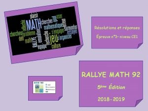 Rsolutions et rponses preuve n 3 niveau CE