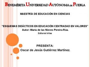 BENEMRITA UNIVERSIDAD AUTNOMA DE PUEBLA MAESTRA DE EDUCACIN