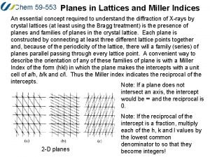 Chem 59 553 Planes in Lattices and Miller