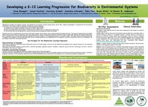 Developing a K12 Learning Progression for Biodiversity in