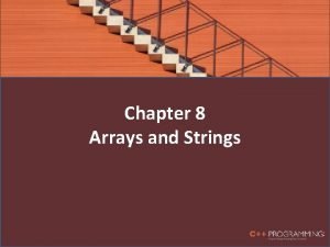 Chapter 8 Arrays and Strings Objectives In this