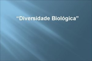 Diversidade Biolgica A biodiversidade a exuberncia da vida