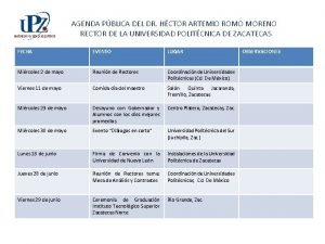 AGENDA PBLICA DEL DR HCTOR ARTEMIO ROMO MORENO