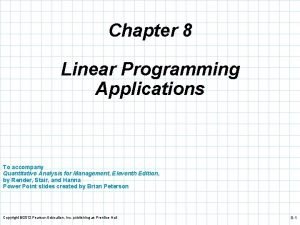 Chapter 8 linear programming applications solutions