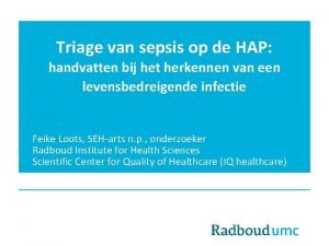 Triage van sepsis op de HAP handvatten bij