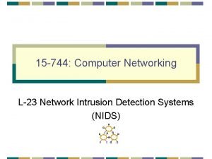 15 744 Computer Networking L23 Network Intrusion Detection