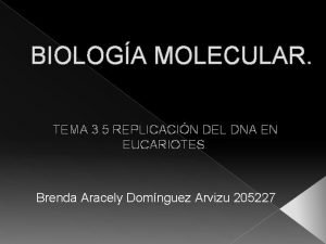 BIOLOGA MOLECULAR TEMA 3 5 REPLICACIN DEL DNA