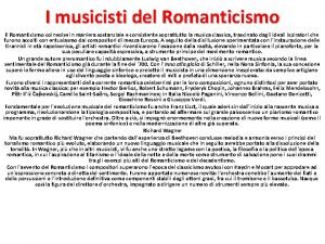 I musicisti del romanticismo