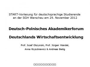 STARTVorlesung fr deutschsprachige Studierende an der SGH Warschau