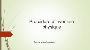 Prise d inventaire physique