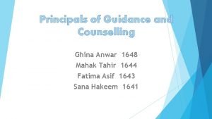 Principles of guidance