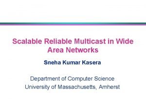 Scalable Reliable Multicast in Wide Area Networks Sneha