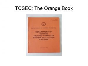 Orange book tcsec