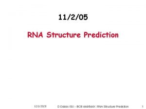 11205 RNA Structure Prediction 1212020 D Dobbs ISU