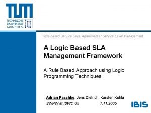 Rulebased Service Level Agreements Service Level Management A Rulebased Service Level Agreements Service Level Management A