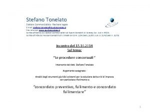 Stefano Tonelato Dottore Commercialista Revisore legale E mail