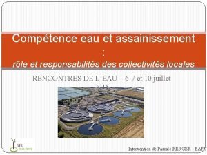 Comptence eau et assainissement rle et responsabilits des