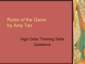 The rules of the game by amy tan