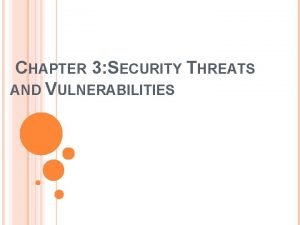 CHAPTER 3 SECURITY THREATS AND VULNERABILITIES BASICS OF