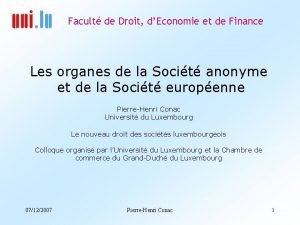 Facult de Droit dEconomie et de Finance Les