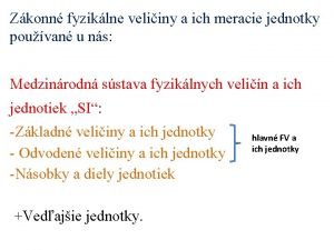 Fyzikálne veličiny a ich jednotky Fyzikálne veličiny a ich jednotky