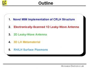 Outline 1 Novel MIM Implementation of CRLH Structure