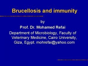 Brucellosis and immunity by Prof Dr Mohamed Refai