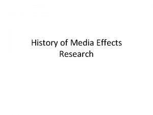 History of Media Effects Research Perceived Social Ills