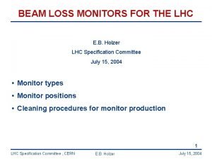 BEAM LOSS MONITORS FOR THE LHC E B