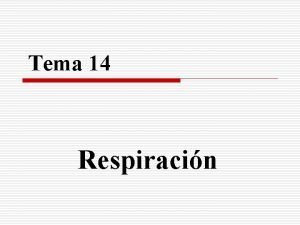 Tema 14 Respiracin Objetivo Comprender la respiracin en