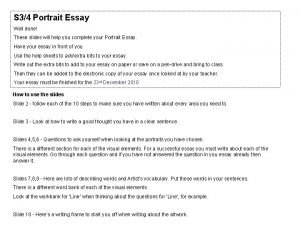 Portrait essay Portrait essay