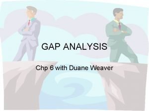 GAP ANALYSIS Chp 6 with Duane Weaver OUTLINE