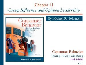 Chapter 11 Group Influence and Opinion Leadership By