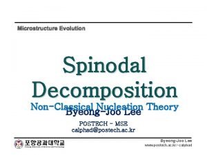Microstructure Evolution Spinodal Decomposition NonClassical Nucleation Theory ByeongJoo