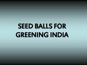 Seed balls in india