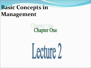 Basic concepts of management
