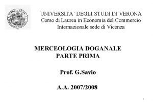 UNIVERSITA DEGLI STUDI DI VERONA Corso di Laurea