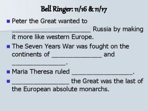 Bell Ringer 1116 1117 n Peter the Great