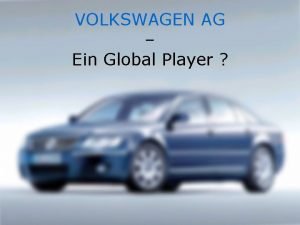 VOLKSWAGEN AG Ein Global Player Gliederung 1 Wichtige