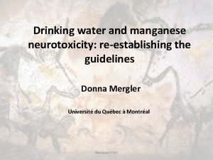 Drinking water and manganese neurotoxicity reestablishing the guidelines