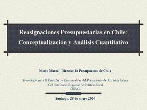 Reasignaciones Presupuestarias en Chile Conceptualizacin y Anlisis Cuantitativo